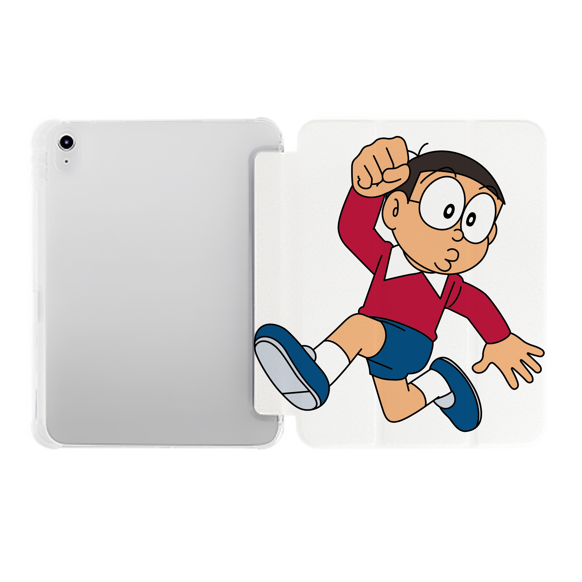 （画像用） ドラえもん 野比 のび太 Doraemon Nobita Nobi IPad ケース ペン収納付き 三つ折りスタンド PUレザー×シリコン 対応機種9.5/10.5/10.9インチ